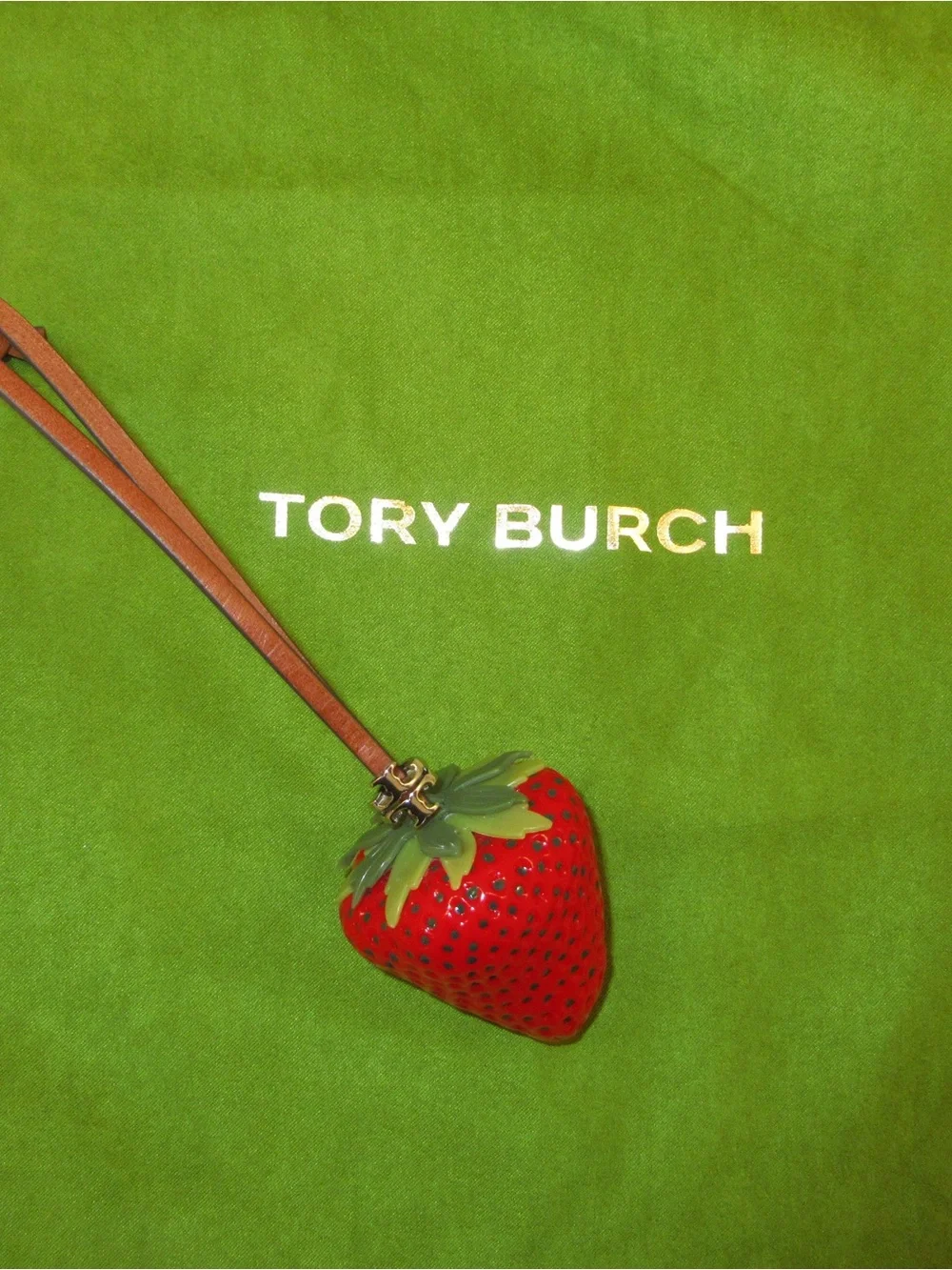 Tory Burch Strawberry Bag Charm with Leather Strap